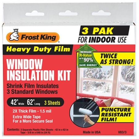 Thermwell Products Thermwell V83-3 3 Pack Film Window Insulation Kit - 42 x 62 in. 176591
